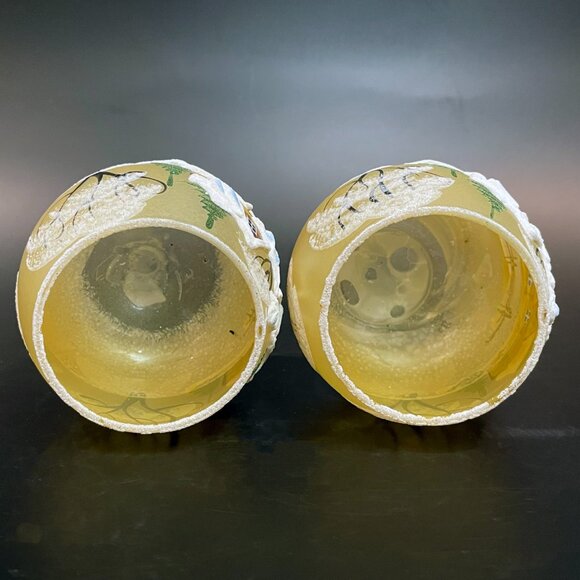 Annín Glassworks Hand Painted Glass Votive Candle Holders Czech 3.5" x 3" - Picture 4 of 5